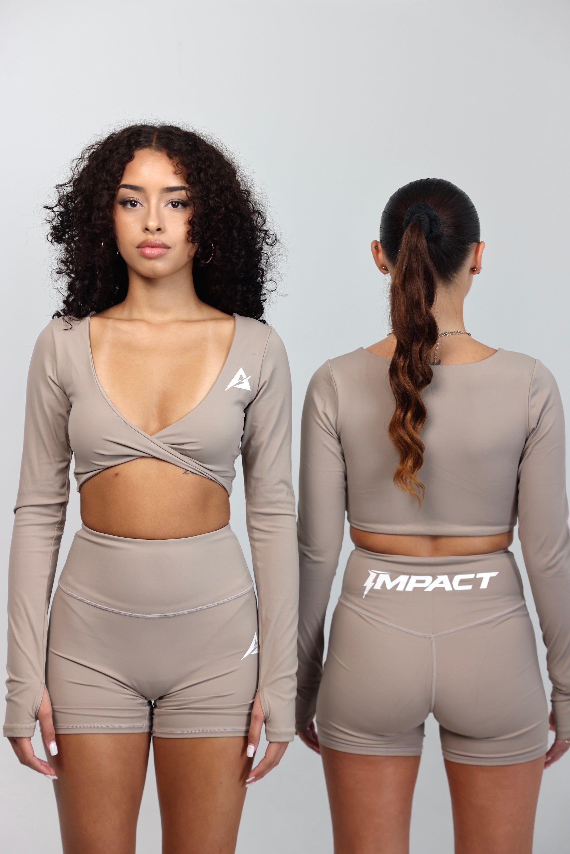 IMPACT Long Sleeve Set – Beige (Long Sleeve + Shorts)